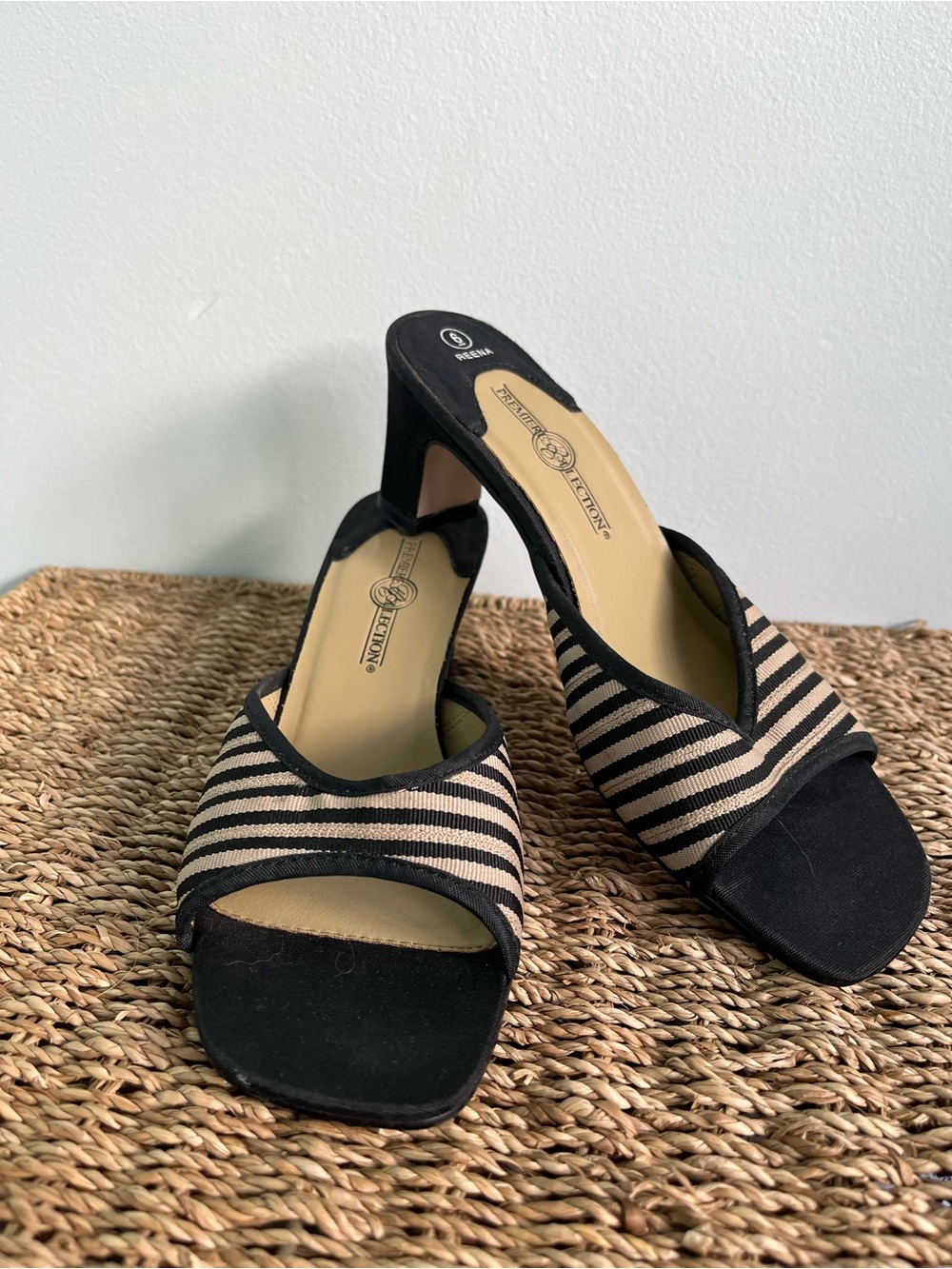 Y2K Vintage Premier Collection Striped  Mule Heels Size 6